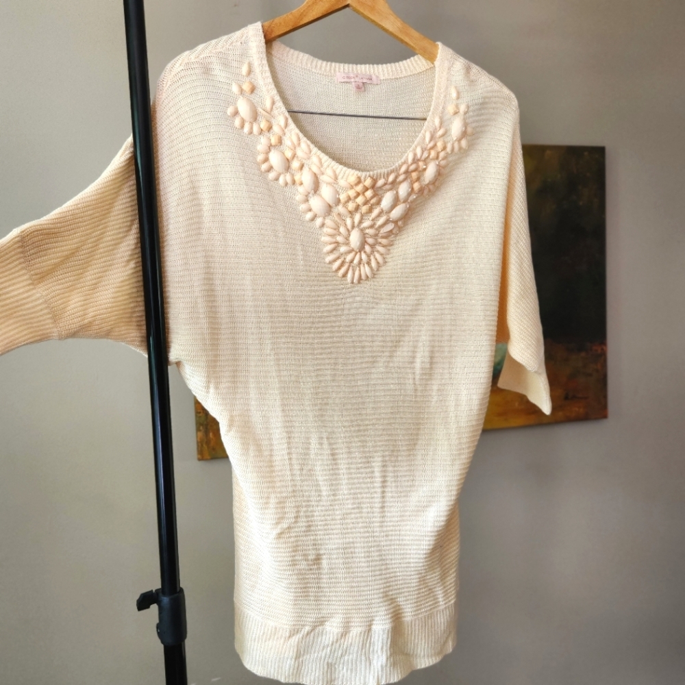 Jeweled Collar Knit Tunic - Gibson Latimer